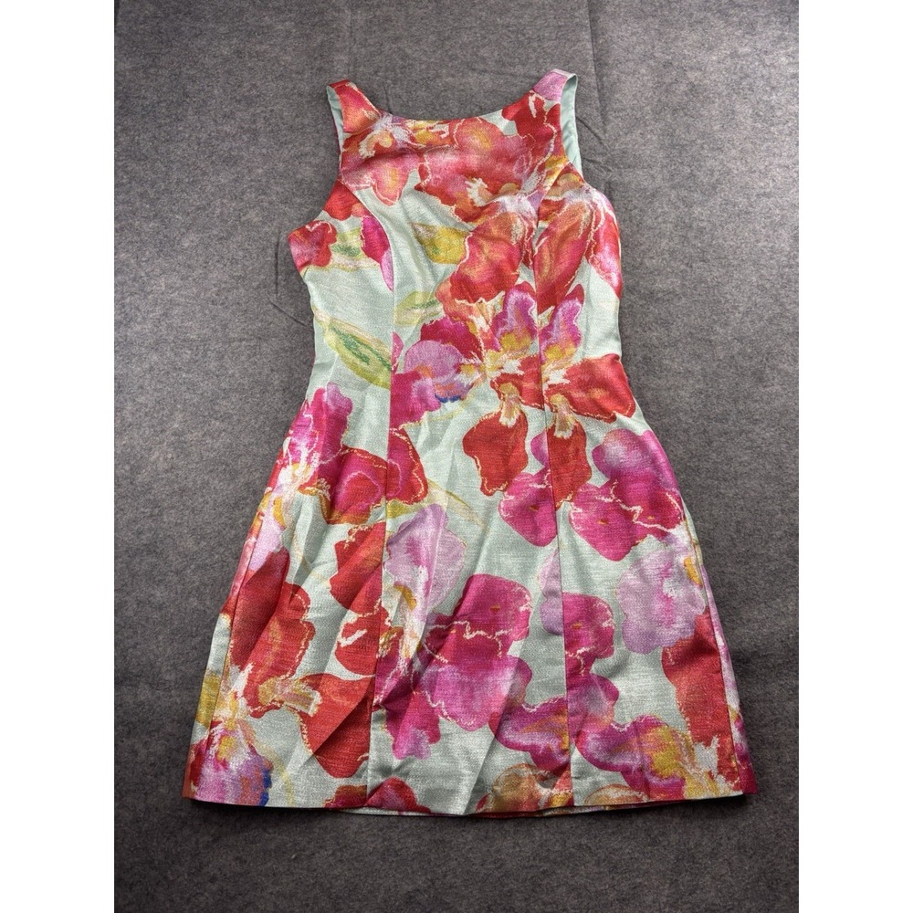 Hutch Anthropologie Ren Floral Jacquard Formal Mini Dress Mint Orchids Womens XS